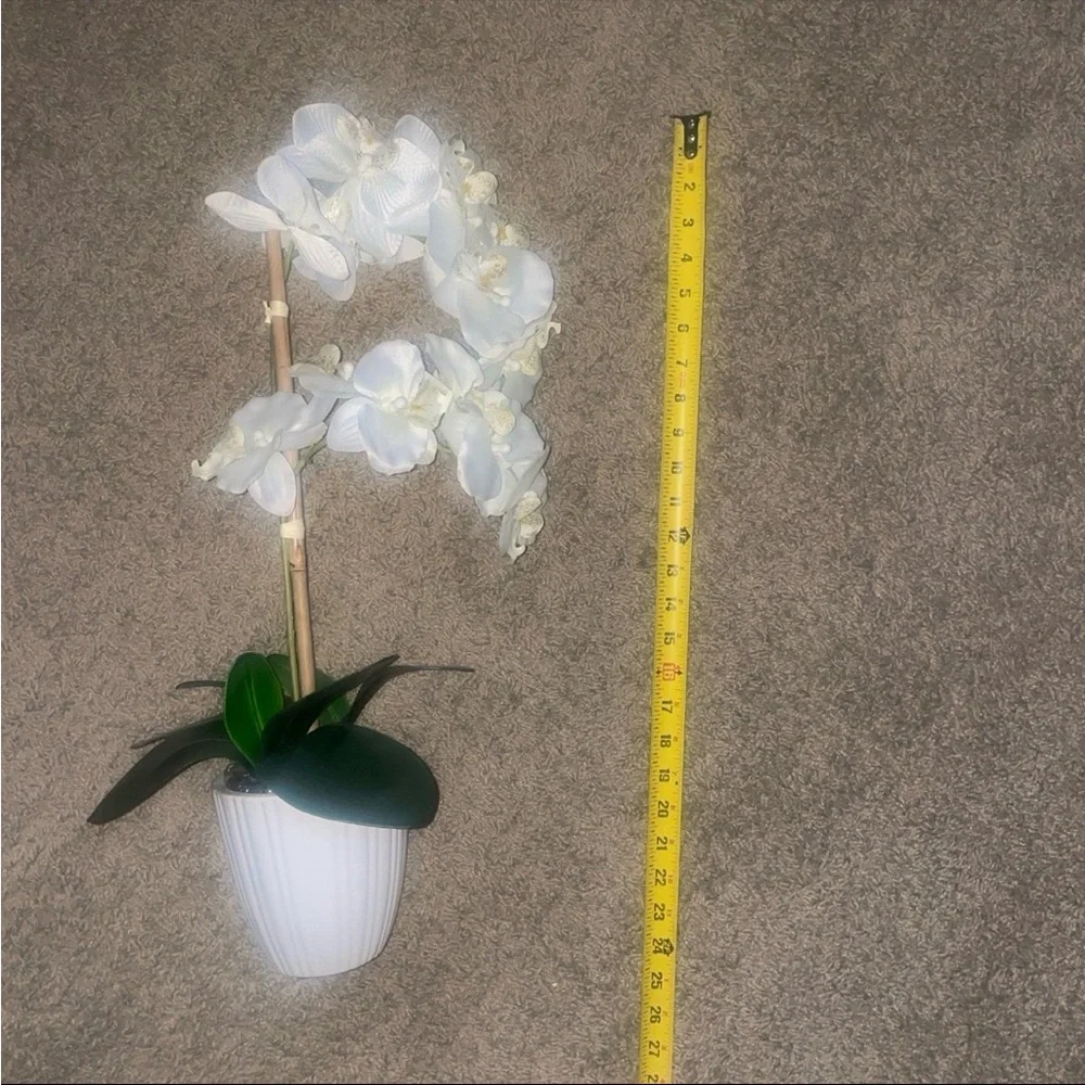 NWOT artificial white orchid in Ribbed Pot - Picture 6 of 7